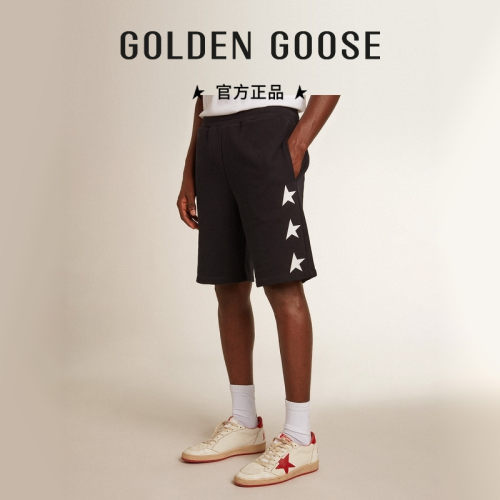 GoldenGoose男士棉质黑色短裤