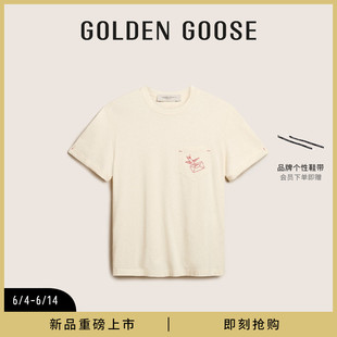 24年新款 Golden JOURNEY系列 男款 白色休闲百搭棉质圆领T恤 Goose