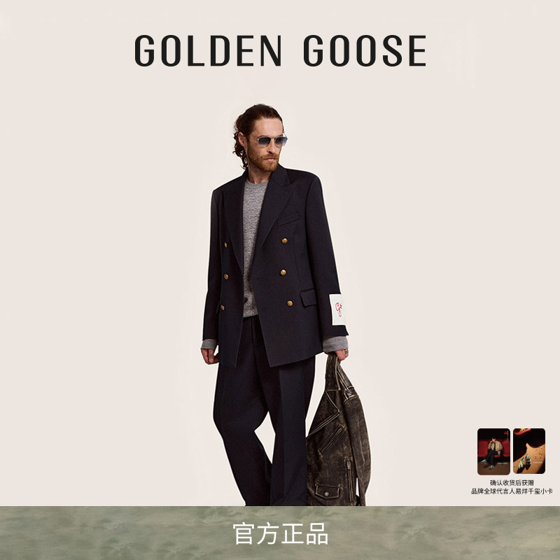 【明星同款】Golden Goose男装GOLDEN系列双排扣西服外套上衣GGDB
