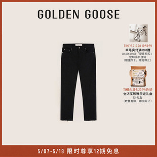 Goose 男装 明星同款 黑色休闲紧身牛仔裤 长裤 Golden