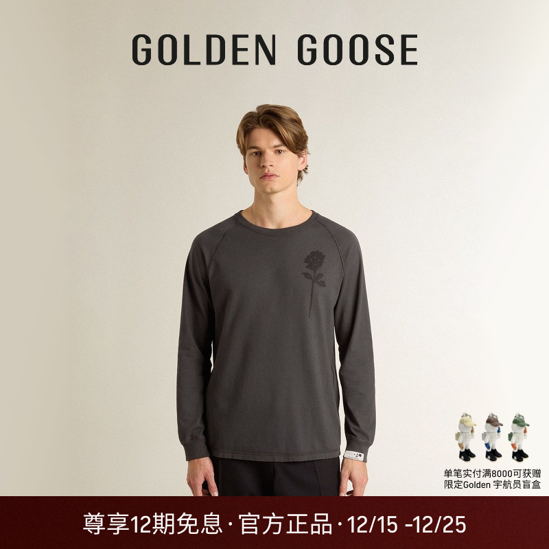 【秋冬新品】Golden Goose男士Journey系列黑色印花长袖卫衣GGDB