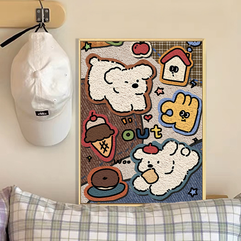 卡通小狗美式复古风DIY数字油画