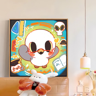 小海鸥系列卡通diy手工填充数字油画手绘丙烯装 饰画房间布置挂画