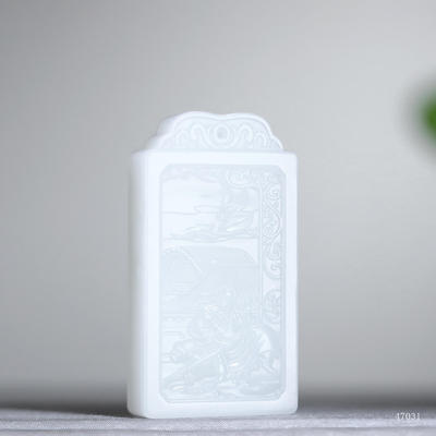 和田玉关公高品质玉石羊脂白玉吊坠挂件男女款55g2天鉴赏期带证书