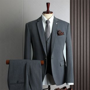 新郎结婚正装 男士 新款 2024秋季 商务职业套西三件套男 西服套装