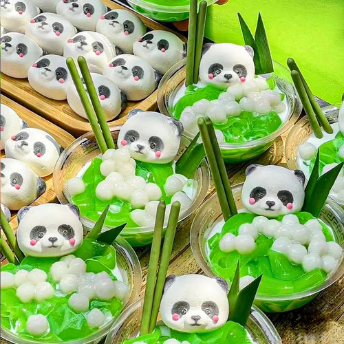网红爆款熊猫棉花糖冰粉小料