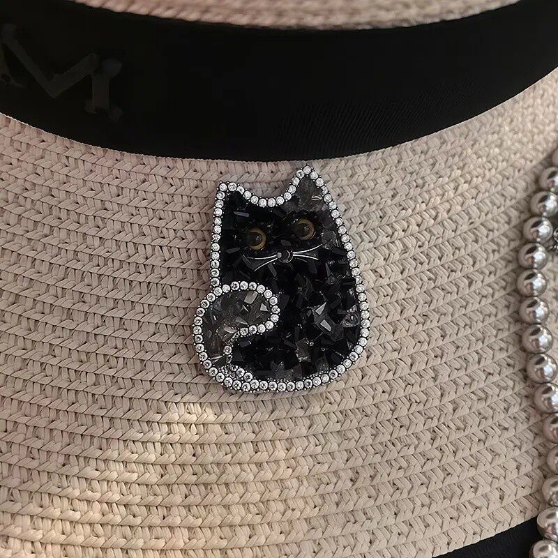 合金胸针可爱双色黑猫胸针女创意胸花别针外套包包帽子配饰H497