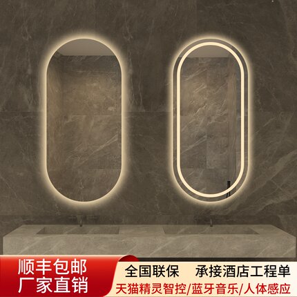 椭圆形挂墙智能浴室镜美容院带灯led触摸屏感应除雾高清梳妆镜子