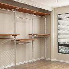 金属衣柜家用卧室步入式衣帽间实木挂衣架衣帽架开放式铁艺挂衣柜