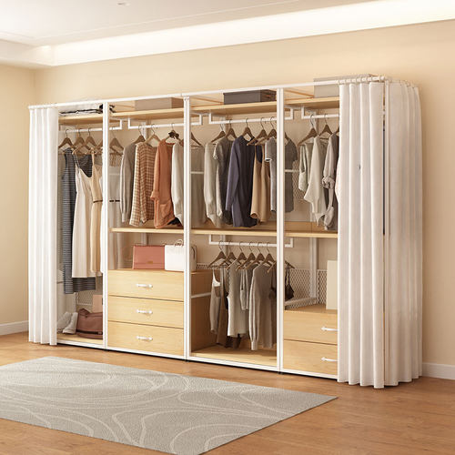 步入式衣柜铁艺实木挂衣架