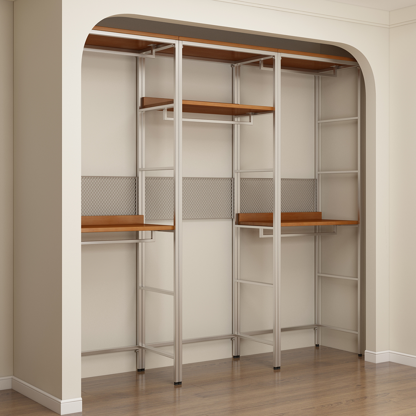 金属衣柜2025新款爆款家用卧室开放式衣橱铁艺实木定制钢架衣帽间