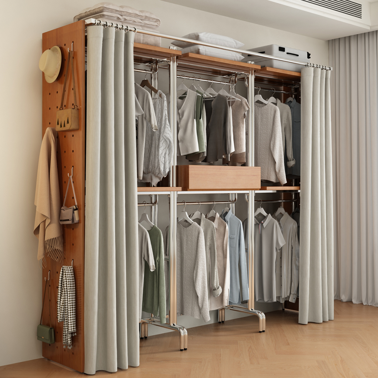 众卿置物架家具实木衣帽间