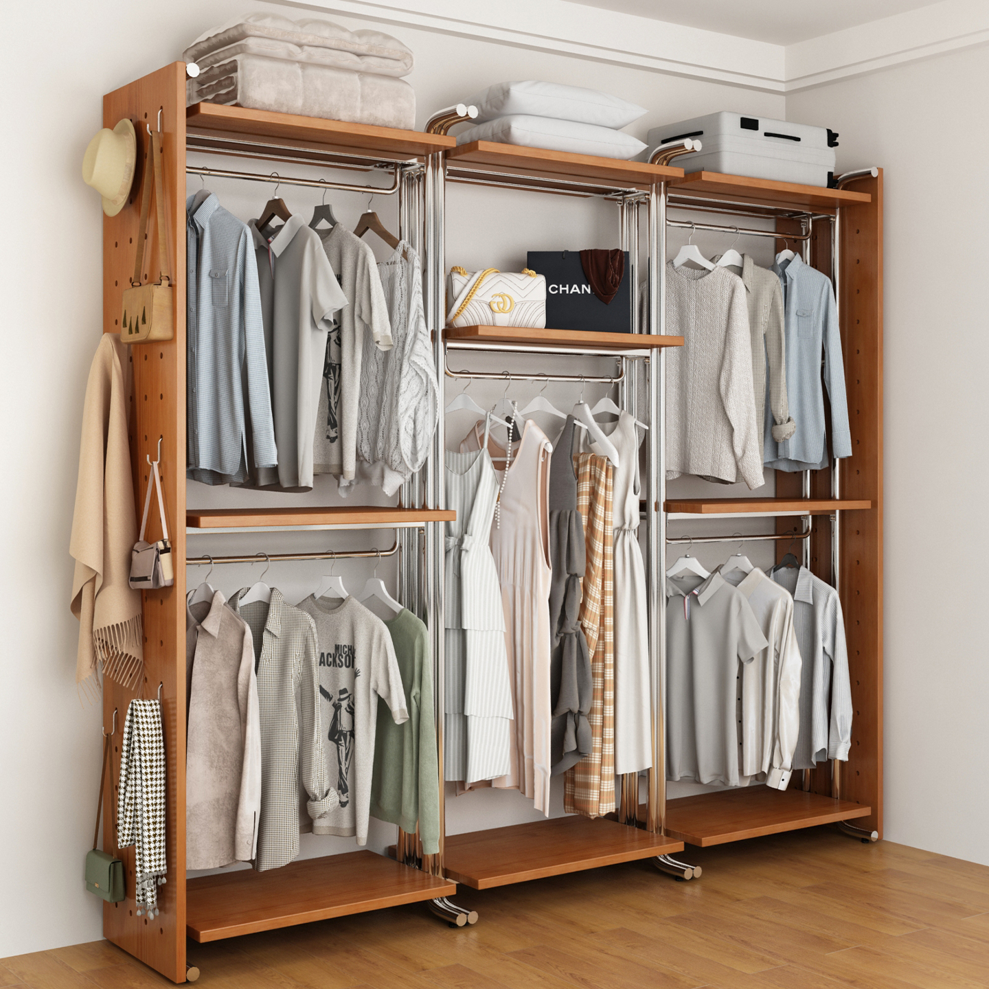 众卿置物架家具实木衣帽间