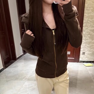 LL同款scuba外套秋冬款2025爆款连帽加绒拉链女士长款卫衣