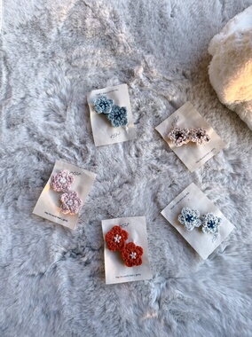 Millie Baby｜手工钩织花朵发夹女童可爱毛线花朵发夹