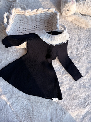 Millie Baby｜25春秋BP樱桃法式女童花边领绵羊毛针织袖连衣裙