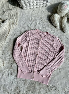 Millie Baby｜秋冬新款麻花针织开衫刺绣长袖