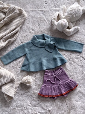 Millie Baby｜小众MP2025新款蝴蝶结毛衣喇叭针织衫套装