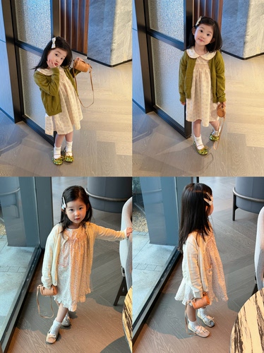 Millie Baby｜夏秋季新款针织长袖开衫女童上衣樱桃薄空调衫套装