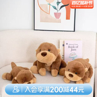 畹町香香三姿水獭掌中宝仿真动物趴趴手偶安抚娃娃毛绒玩具公仔