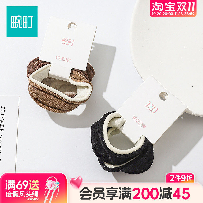畹町加宽撞色皮筋毛巾圈女扎头发橡皮筋高弹力扎马尾头绳发饰