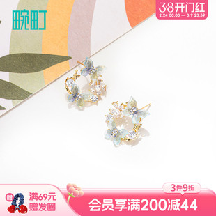 畹町新年红耳钉时尚个性耳圈女气质小众设计耳环耳夹耳饰