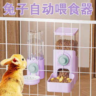 兔兔自动喂食器侏儒垂耳兔子防浪费食盆宠物喂吃草喂粮食槽饮水器