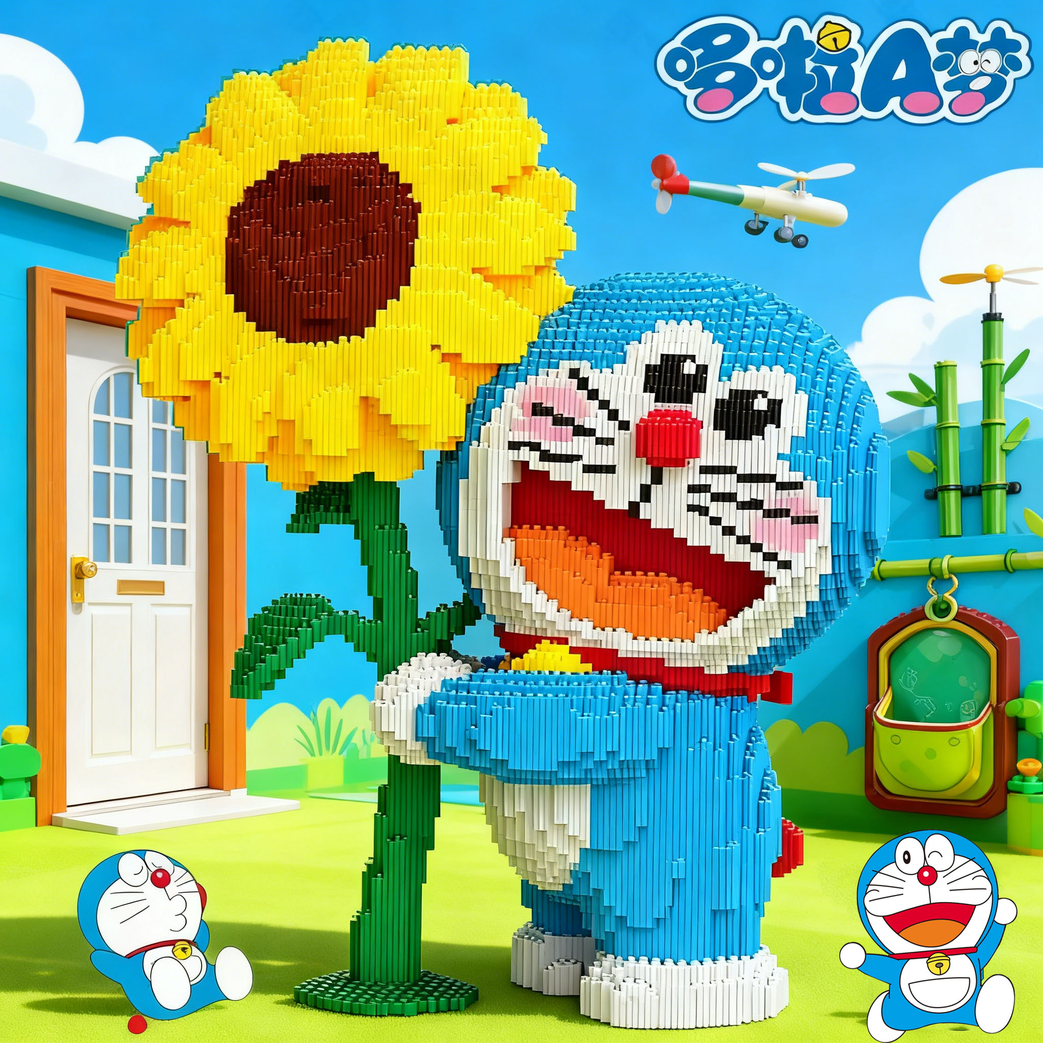 哆啦a梦积木益智拼装玩具成人版