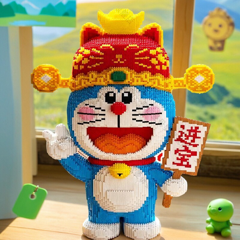财神哆啦a梦积木益智拼装玩具