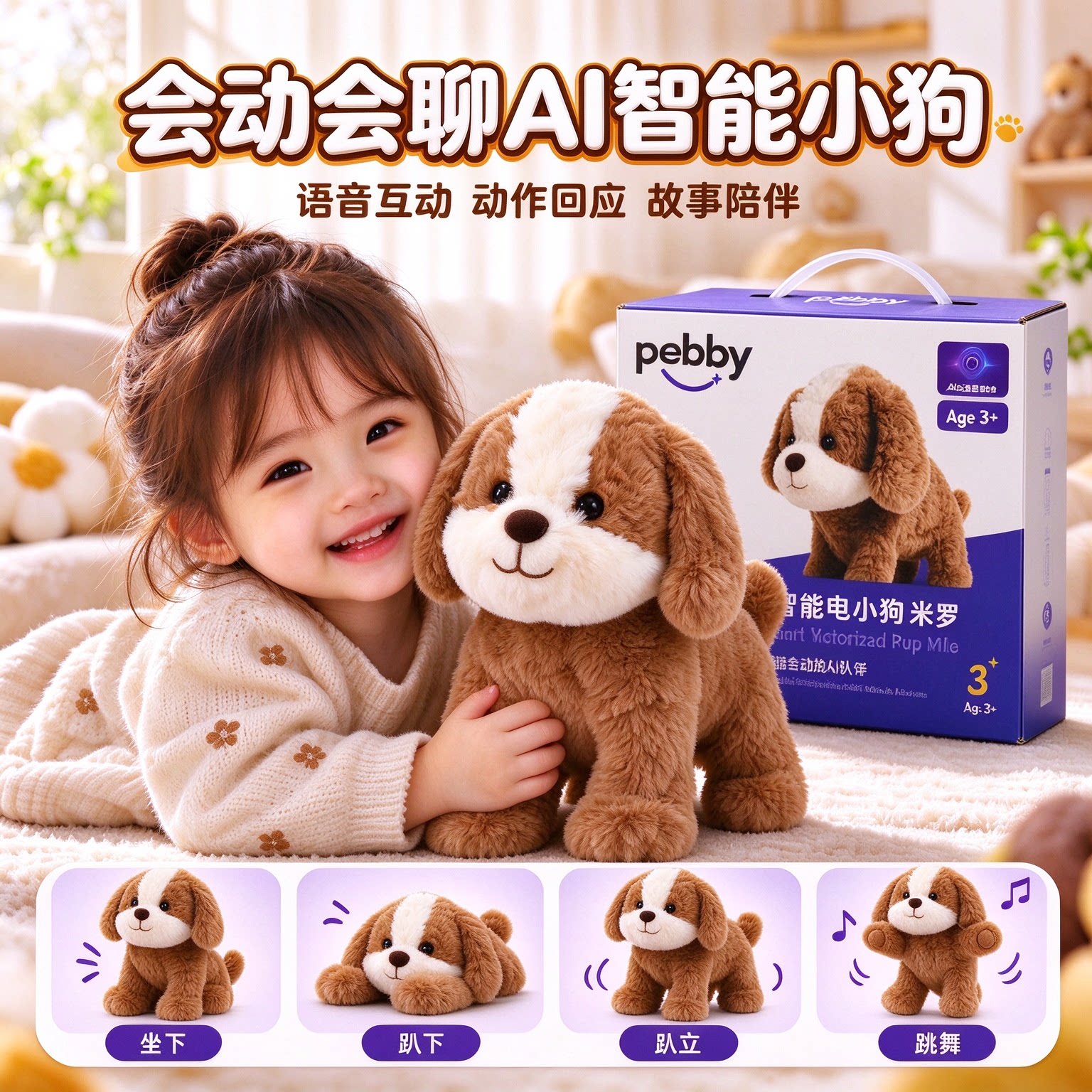 ai智能机器人pebby小狗毛绒玩偶