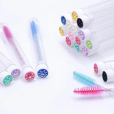 透明管装睫毛刷实用卫生睫毛刷可替换刷头炫丽钻管装化妆工具