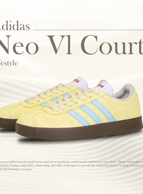 球鞋定制阿迪达斯adidas neo COURT青柠芭蕾冬季黄色男女德训板鞋