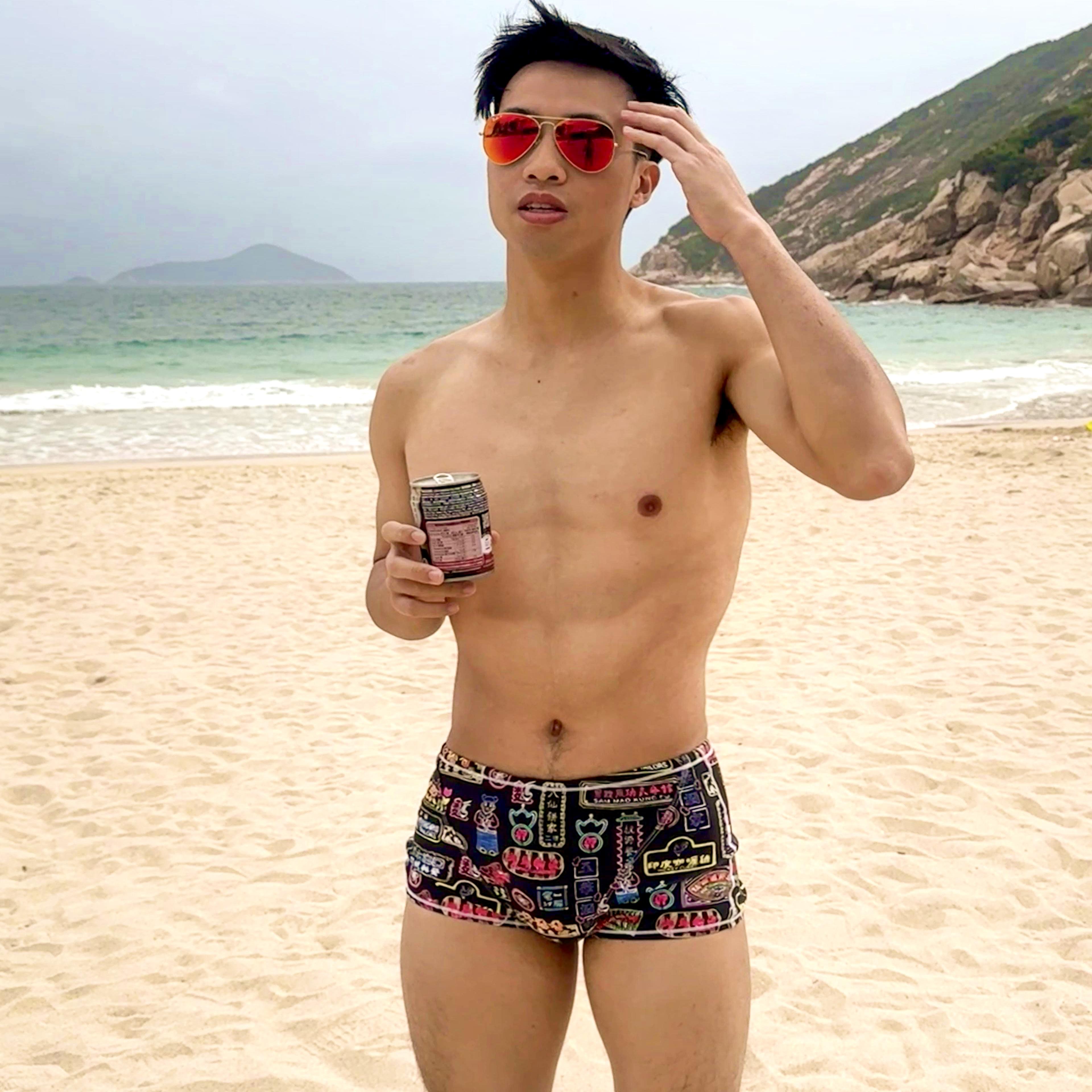 AEMIA 男士泳裤平角专业游泳训练平角速干青少年比赛时尚游泳裤