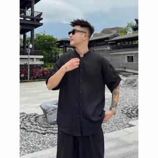 宽松直筒长裤 语乐服饰 新中式 极简老钱复古风夏季 轻薄百搭衬衫