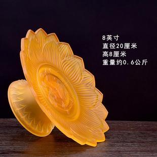 仿琉璃佛前供盘家用莲花盘家居水果盘佛堂贡果盘供佛供果盘套装