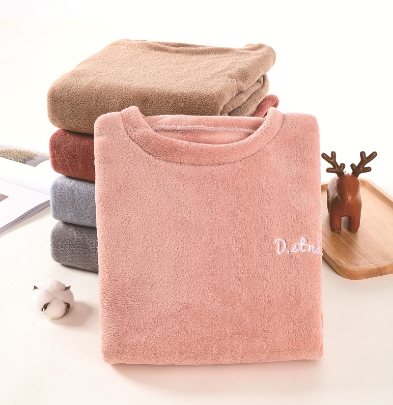 卡芮芊仙女系列暖暖套装双面珊瑚绒宽松加厚百搭居家睡衣两件套女