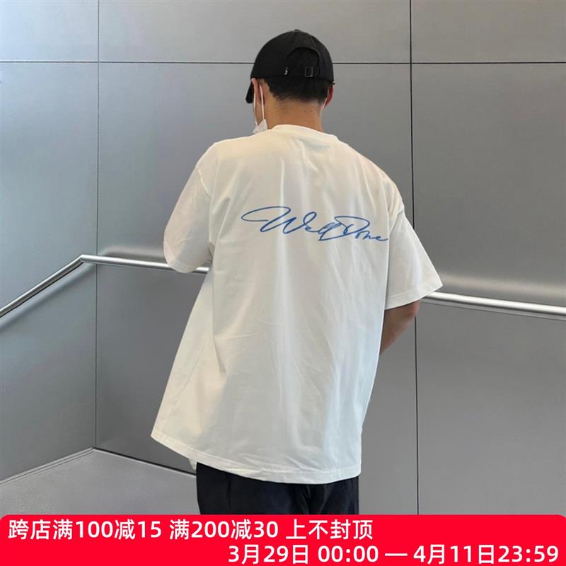 WE11DONE TRACK小众潮牌美式夏季纯棉宽松男士情侣上衣短袖T恤ins