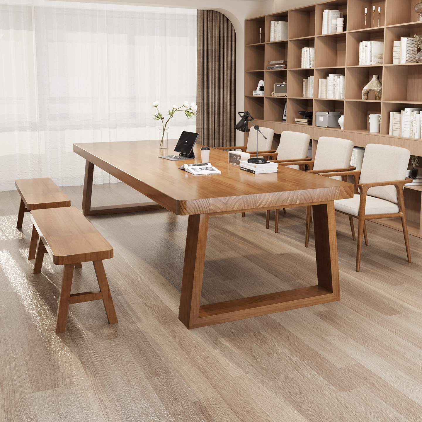 去客厅化实木大长书桌