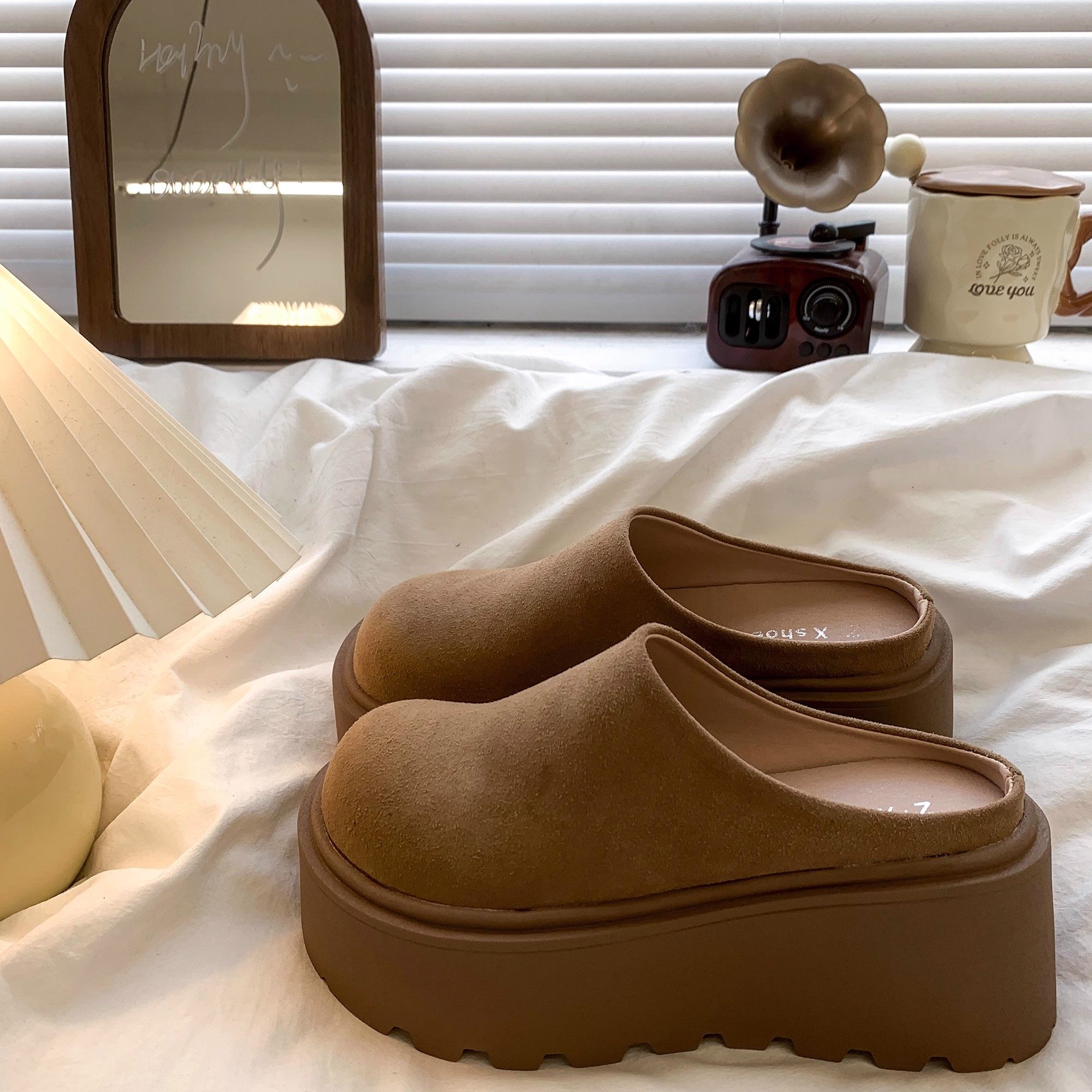 勃肯包头半拖鞋女外穿2025春季新款厚底增高矮子乐懒人穆勒博肯鞋,女鞋,包头拖,淘宝优惠券,粉丝福利购,淘宝优惠卷