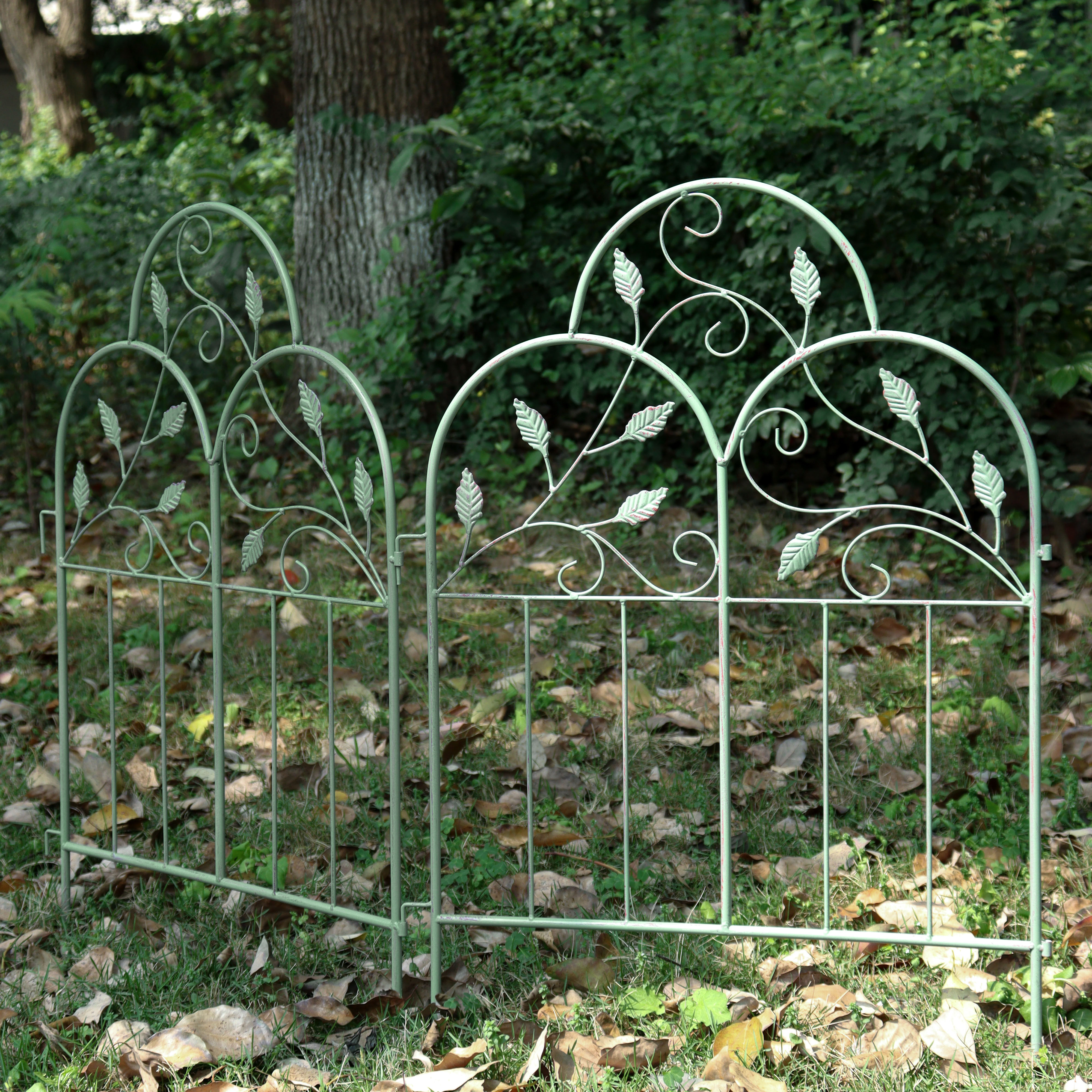 欧式花园做旧铁艺小围栏户外绿色护栏庭院小院栅栏别墅装饰花插