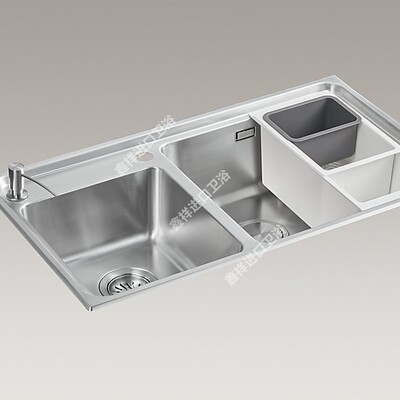 科勒K-31164T-2HD-NA利奥大小槽台上台下双用厨盆（820mm）