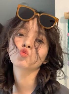 复古橘色墨镜防紫外线