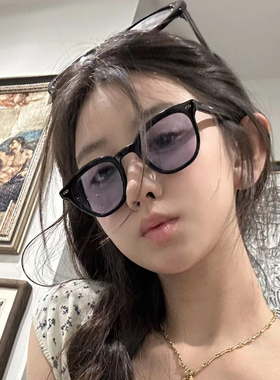 黑色小框圆形墨镜女太阳镜显脸小