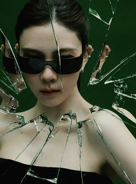 美式复古连体猫眼墨镜女潮高级感防紫外线辣妹个性黑色太阳眼镜男