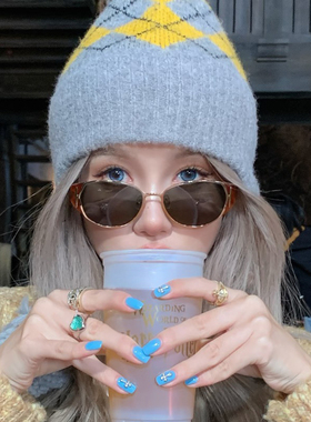 复古豹纹猫眼墨镜女潮高级感凹造型方形太阳镜显瘦气质街拍遮阳镜