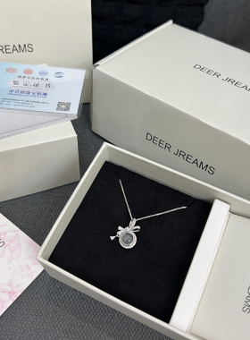 Deer Jreams蝴蝶结天然水沫玉纯银吊坠项链女 送妈妈女友生日礼物