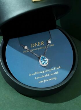 deer蓝眼泪s999足银纯银项链女 高碳钻 水滴锁骨链高级感生日礼物