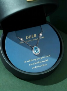 deer蓝眼泪s999足银纯银项链女 高碳钻 水滴锁骨链高级感生日礼物