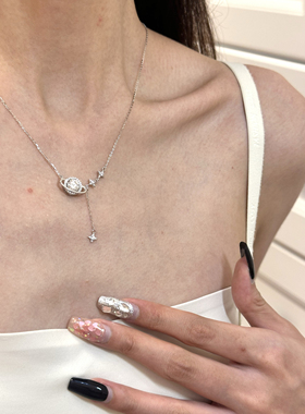 DEER宇宙星光1克拉莫桑石钻999足银纯银项链女朋友闺蜜生日礼物