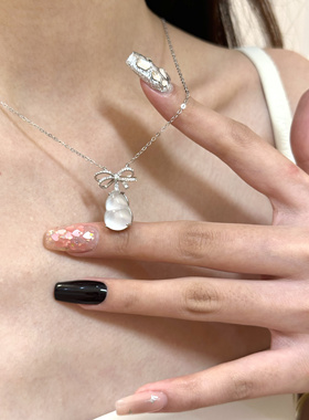 新中式少女丝带蝴蝶结天然水沫玉翡翠葫芦吊坠s925纯银项链女礼物